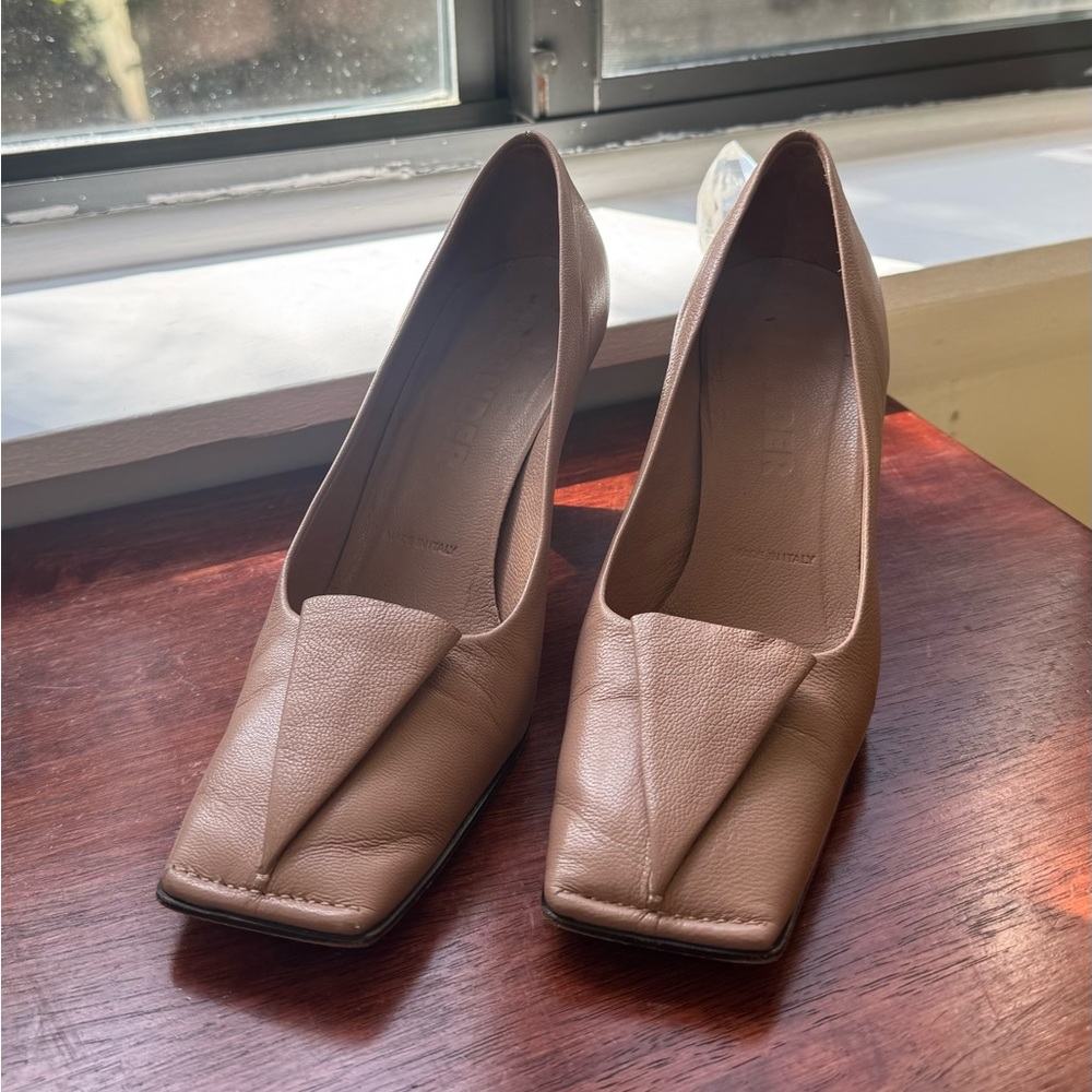Jil Sander Tan and Pink Heels Smooth Leather